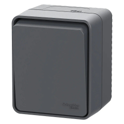 ATLASDESIGN PROFI IP54 О/У 1-клавишный ВЫКЛЮЧАТЕЛЬ КНОПОЧНЫЙ, сх.1, 10А, АНТРАЦИТ