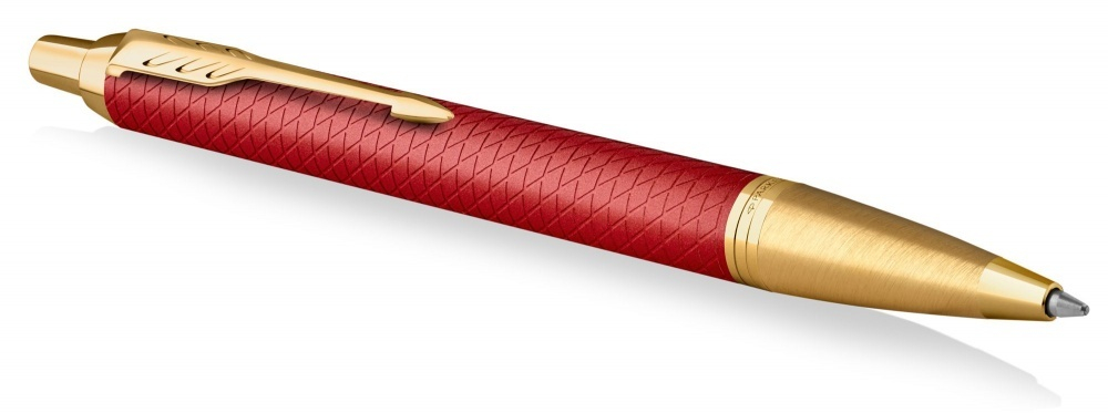 Подарочный набор: Шариковая ручка Parker IM Premium K318 Red GT, цвет чернил синий и красный недатированный ежедневник с золотым срезом