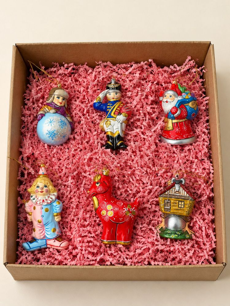 Набор из 6 игрушек ручной работы из фарфора «Рождество»