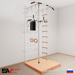 Шведская стенка Sv Sport усиленная 6234 (Турник рукоход/Брусья/Канат/Кольца/Лестница/Мат 1м)