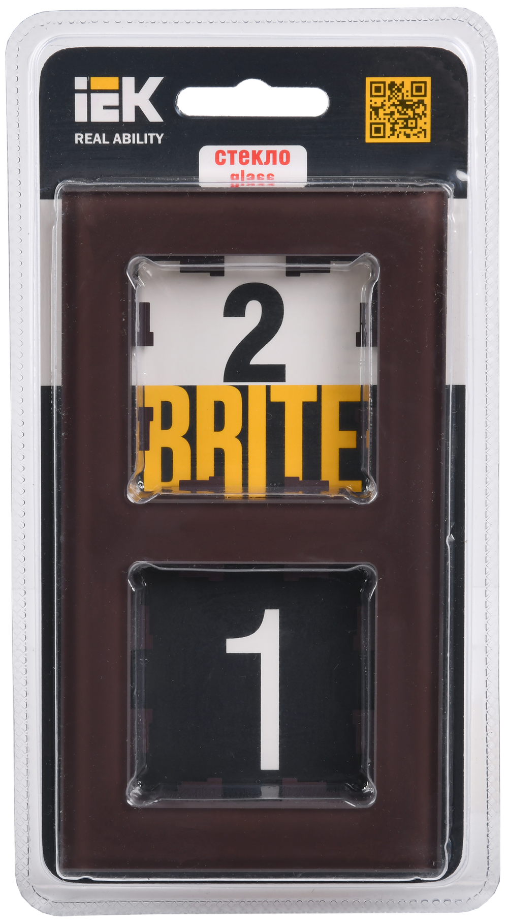 BRITE Рамка 2 -местная РУ-2-2-БрТБ стекло темная бронза IEK
