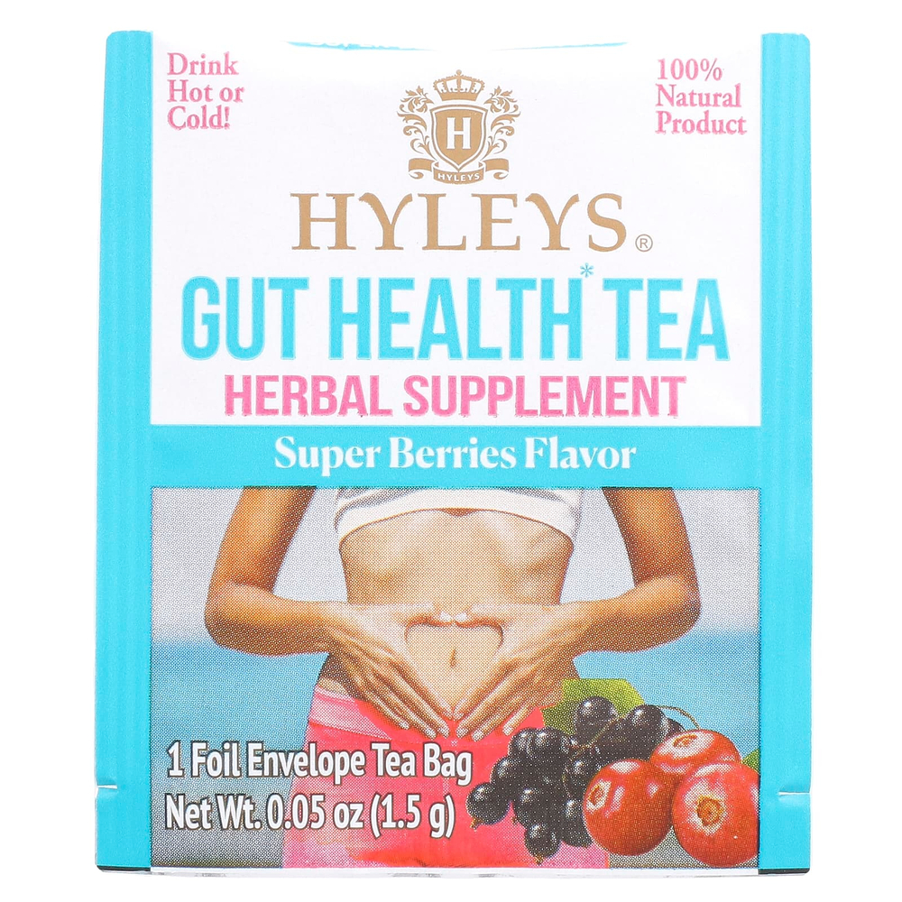 Hyleys Tea, Gut Health Tea, Super Berries, чайные пакетики в фольгированных пакетиках, 37,5 г (1,32 унции)