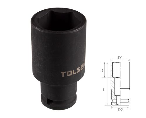 TOLSEN (TT18277) Головка торцевая ударная глубокая шестигранная 1/2", 27 мм
