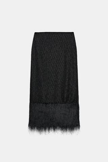 ZARA ПРЯМАЯ ЮБКА С БИСЕРОМ — ZW COLLECTION, ЧЕРНЫЙ
