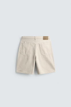 ZARA ДЖИНСОВЫЕ БЕРМУДЫ STRAIGHT FIT, ЖЕЛТОВАТО-БЕЛЫЙ