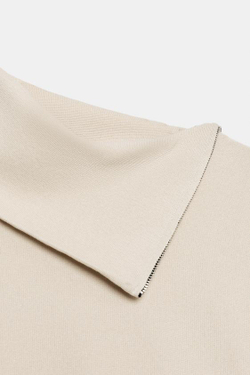 ZARA СВИТЕР С БОКОВОЙ ЗАСТЕЖКОЙ-МОЛНИЕЙ, ЦВЕТ СЛОНОВОЙ КОСТИ