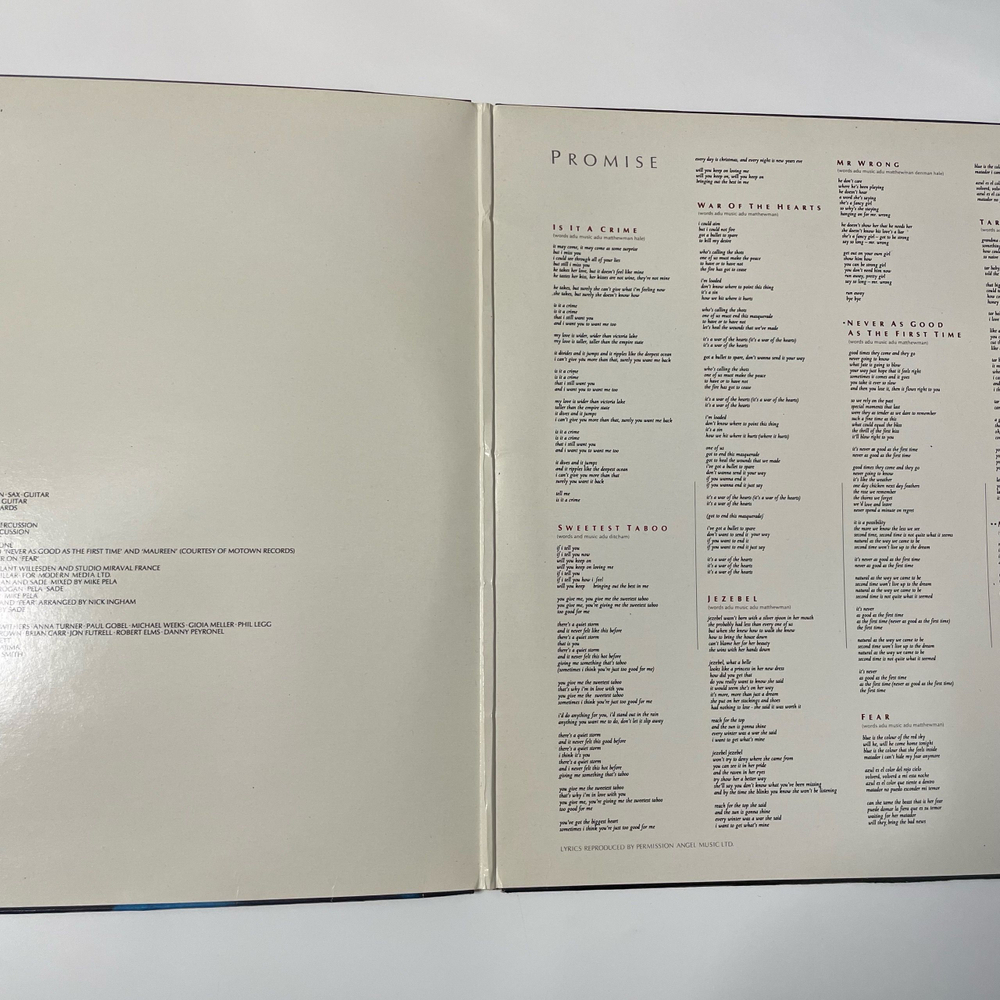 Винтажная виниловая пластинка LP Sade Promise (Нидерланды, 1985)