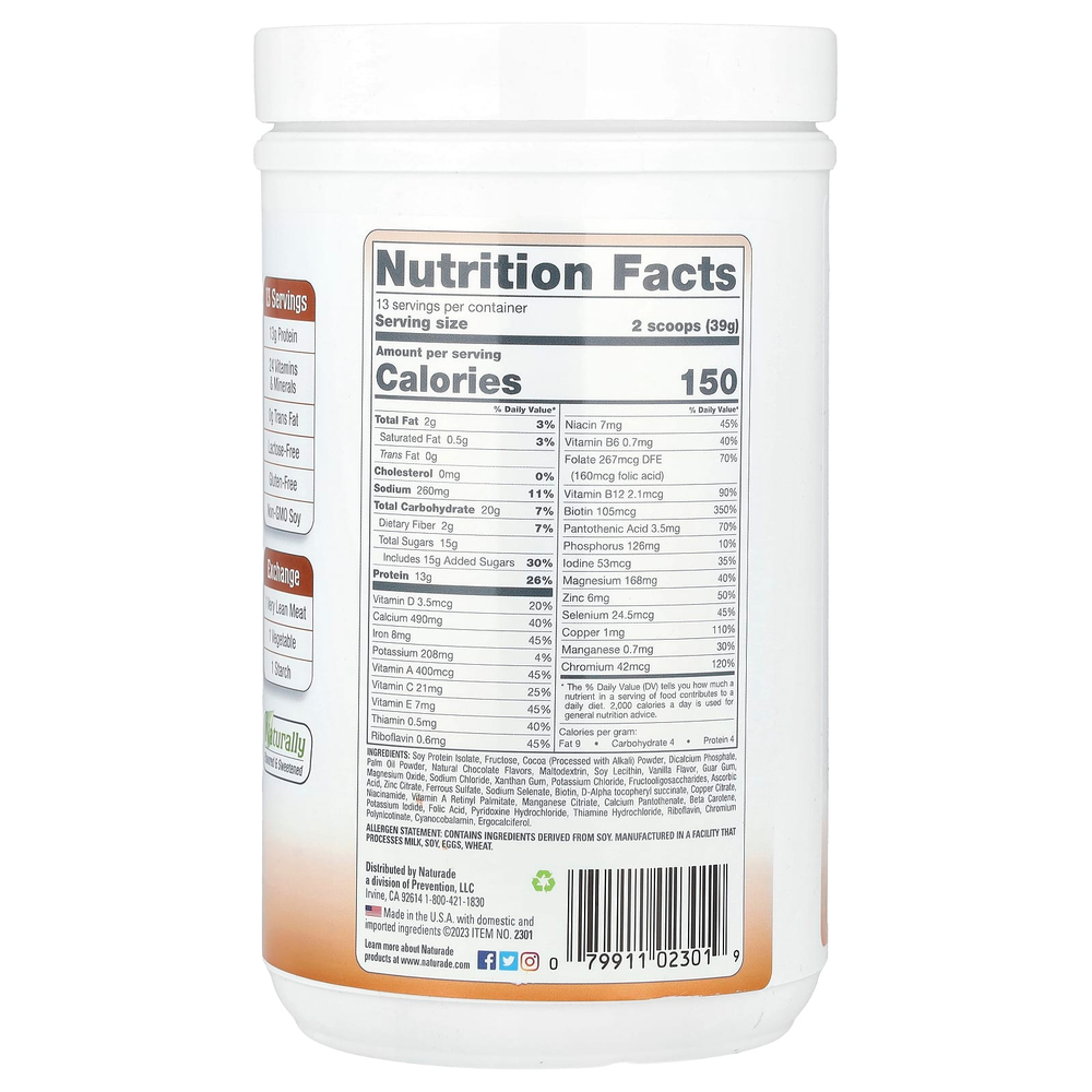 Naturade, Total Soy®, заменитель еды, баварский шоколад, 507 г (1 фунт 1,88 унции)