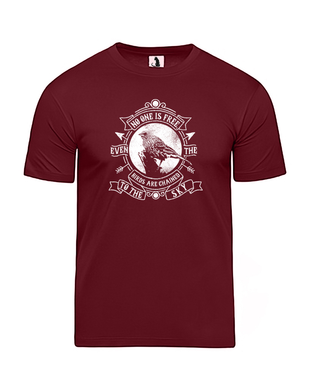 Футболка с птичкой unisex бордовая