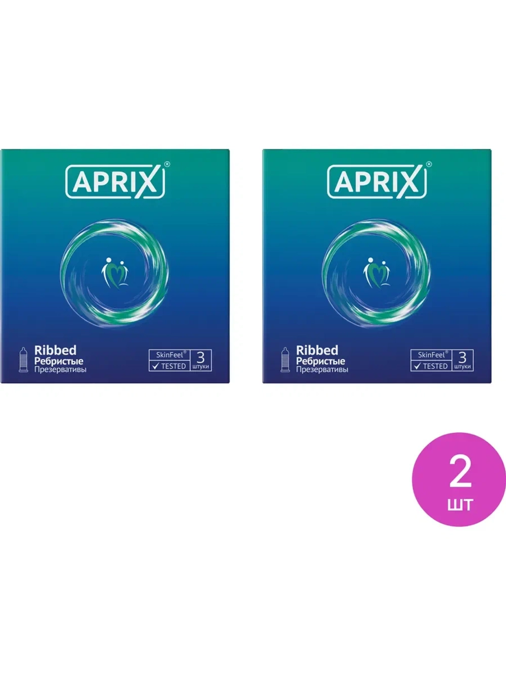 Презервативы APRIX Ribbed ребристые ( 2 упаковки по 3 шт.)