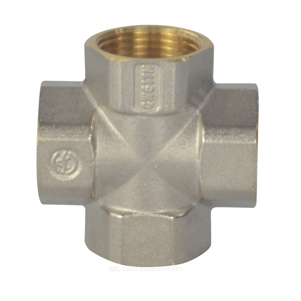 Крест латунь никель Ду 15 (1/2") ВР/ВР 9011 ГОСТ 32585-2013 Aquasfera 9011-01