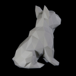 Фигурка БУЛЬДОГ, низкополигональная, дизайнерская. Low Poly Bulldog 15см., белая
