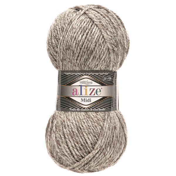Пряжа Alize (Ализе) Superlana Midi / уп.5 мот. по 100 г, 170м, 803 молочно-коричневый жаспе A