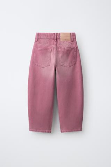 ZARA ДЖИНСЫ BARREL, РОЗОВАТЫЙ