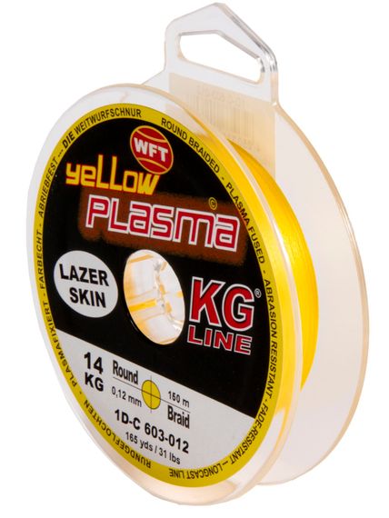 Леска плетёная WFT KG PLASMA Yellow 150 м, 0,12 мм