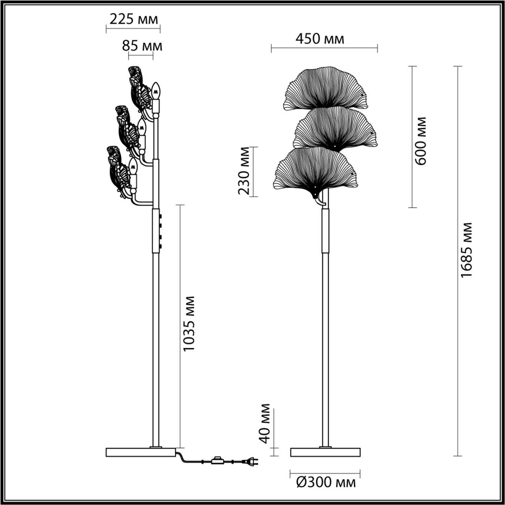 4870/3F ODL_EX Торшер E14 3*40Вт 220В IP20 HALL