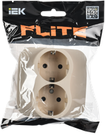 FLITE Розетка 2-местная с заземлением с защитными шторками безвинтовое крепление 16А РСш12-1-А-ФлЛ льняной IEK