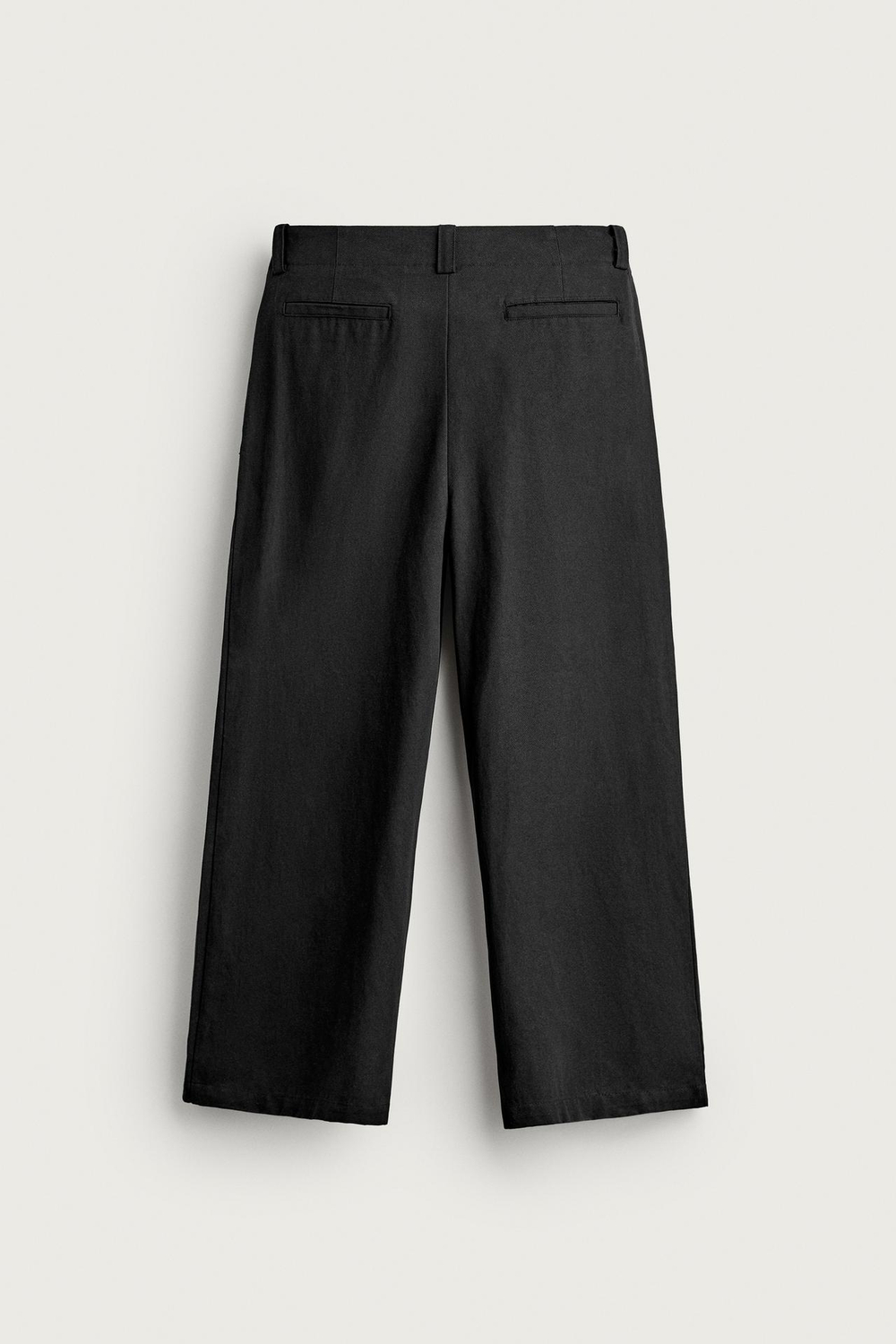 ZARA БРЮКИ ИЗ ЛИОЦЕЛЛА И ХЛОПКА СО СКЛАДКАМИ, ЧЕРНЫЙ