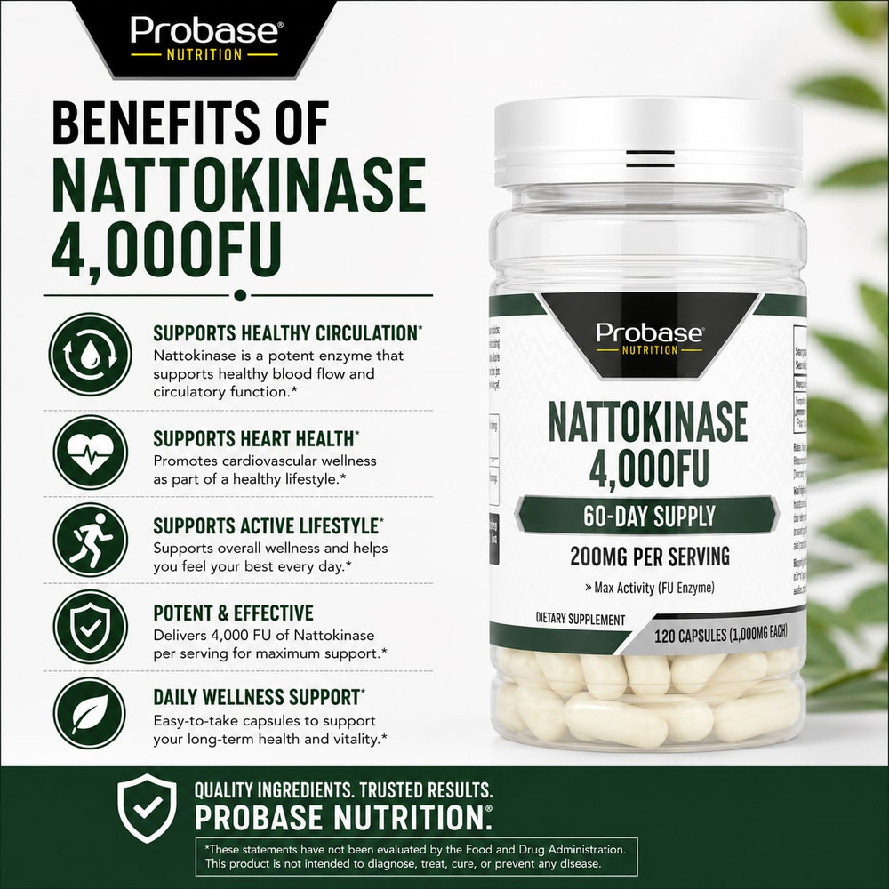 Probase Nutrition, Наттокиназа, 120 капсул (100 мг на капсулу)