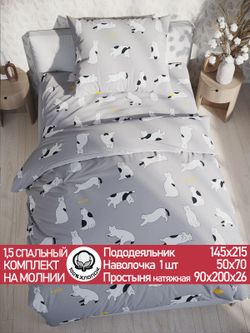 Постельное белье поплин Сказка "Локи" 1,5-сп  Наволочка 50х70 см 1 шт Простынь на резинке 90x200 см Пододеяльник 145x215 см