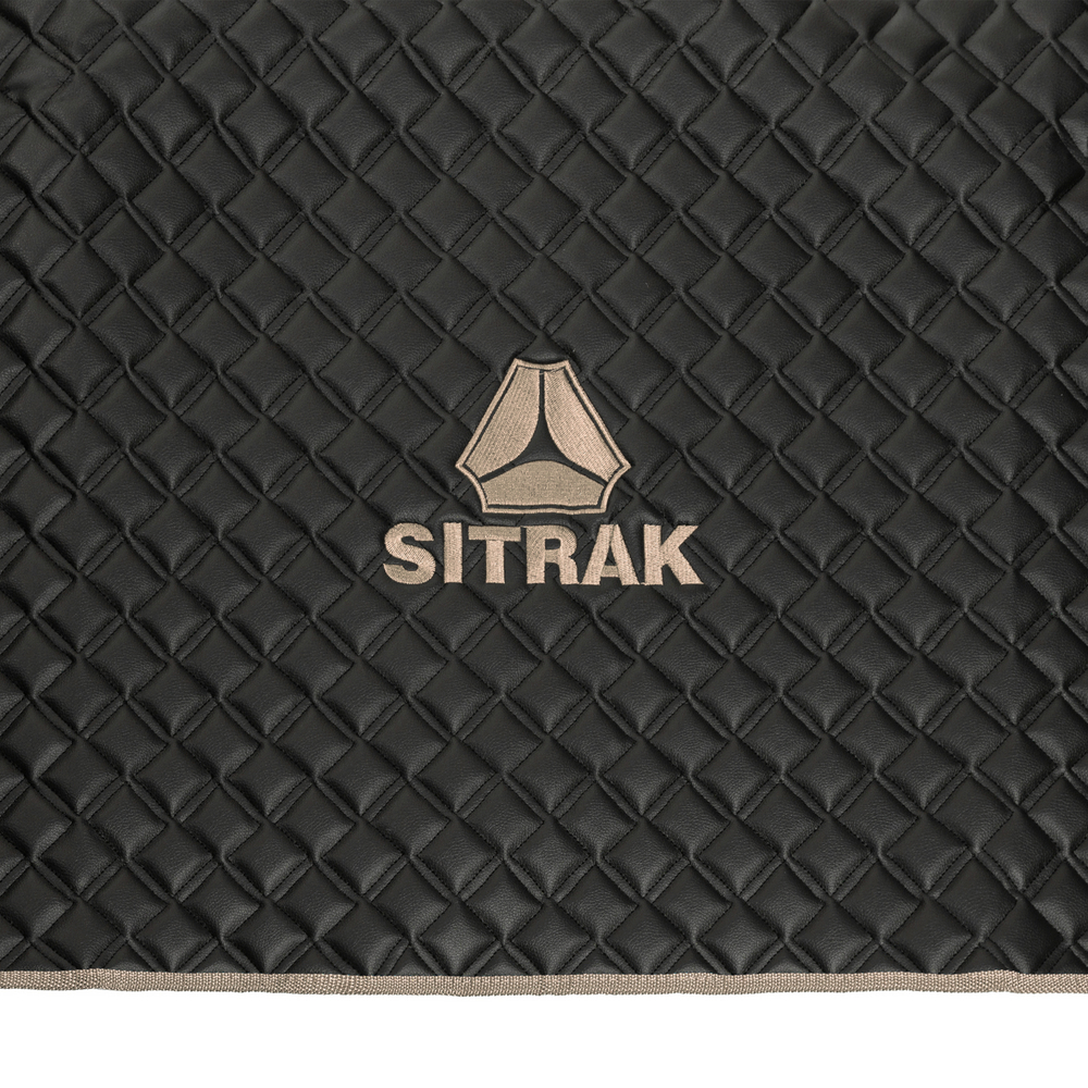 Ковры Sitrak MAX (экокожа, черный, бежевый кант, бежевая вышивка)