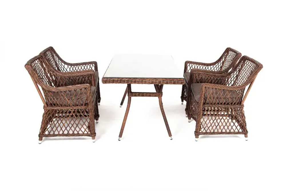 "Латте–140 L" обеденная группа плетеная, цвет коричневый