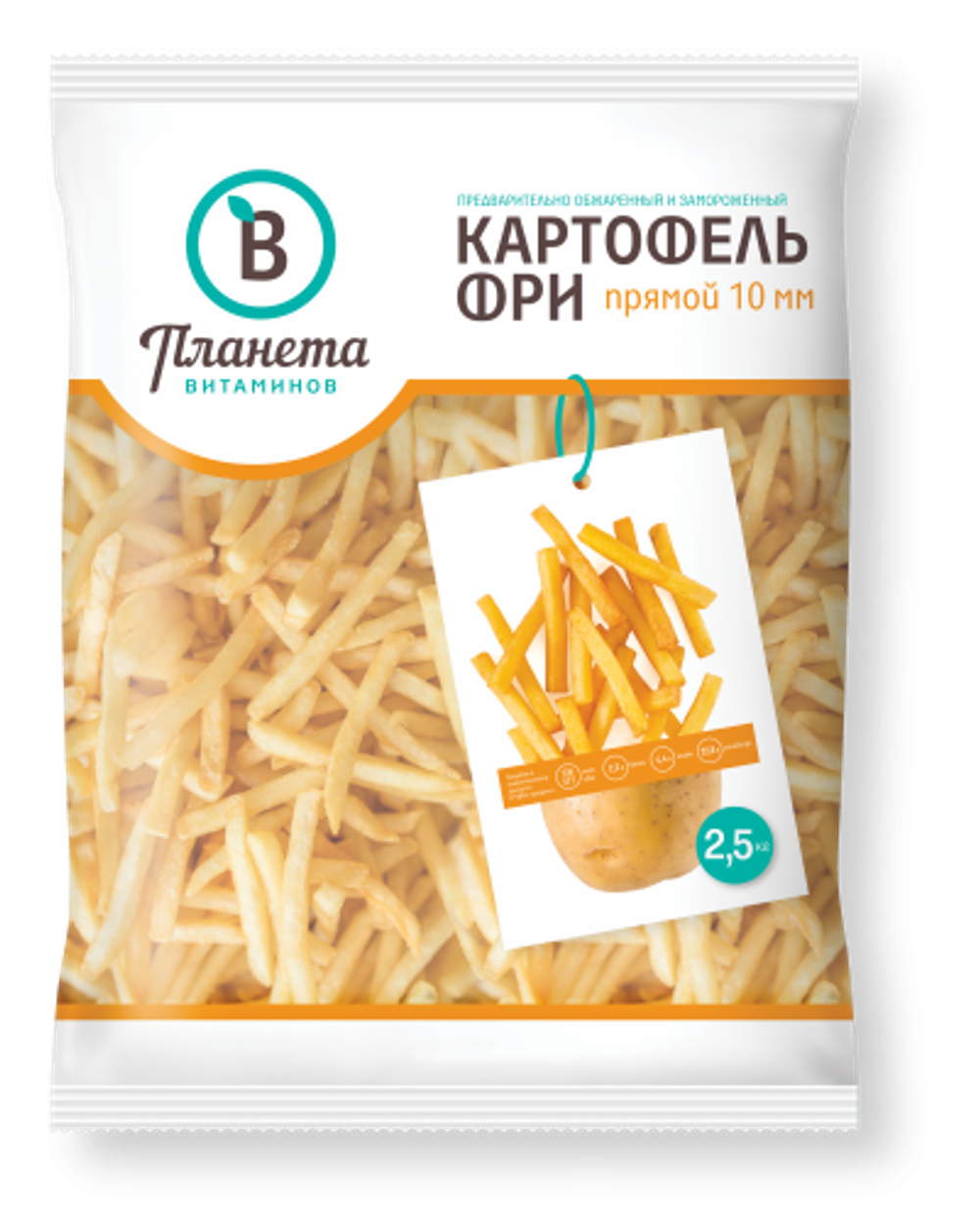 Картофель фри Прямой 10мм Планета Витаминова 2,5кг