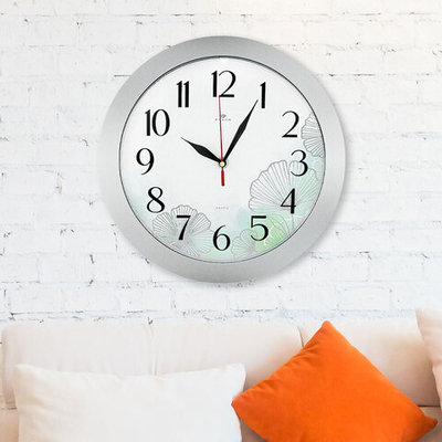 Часы настенные круглые d31см "Флора", корпус серебряный
