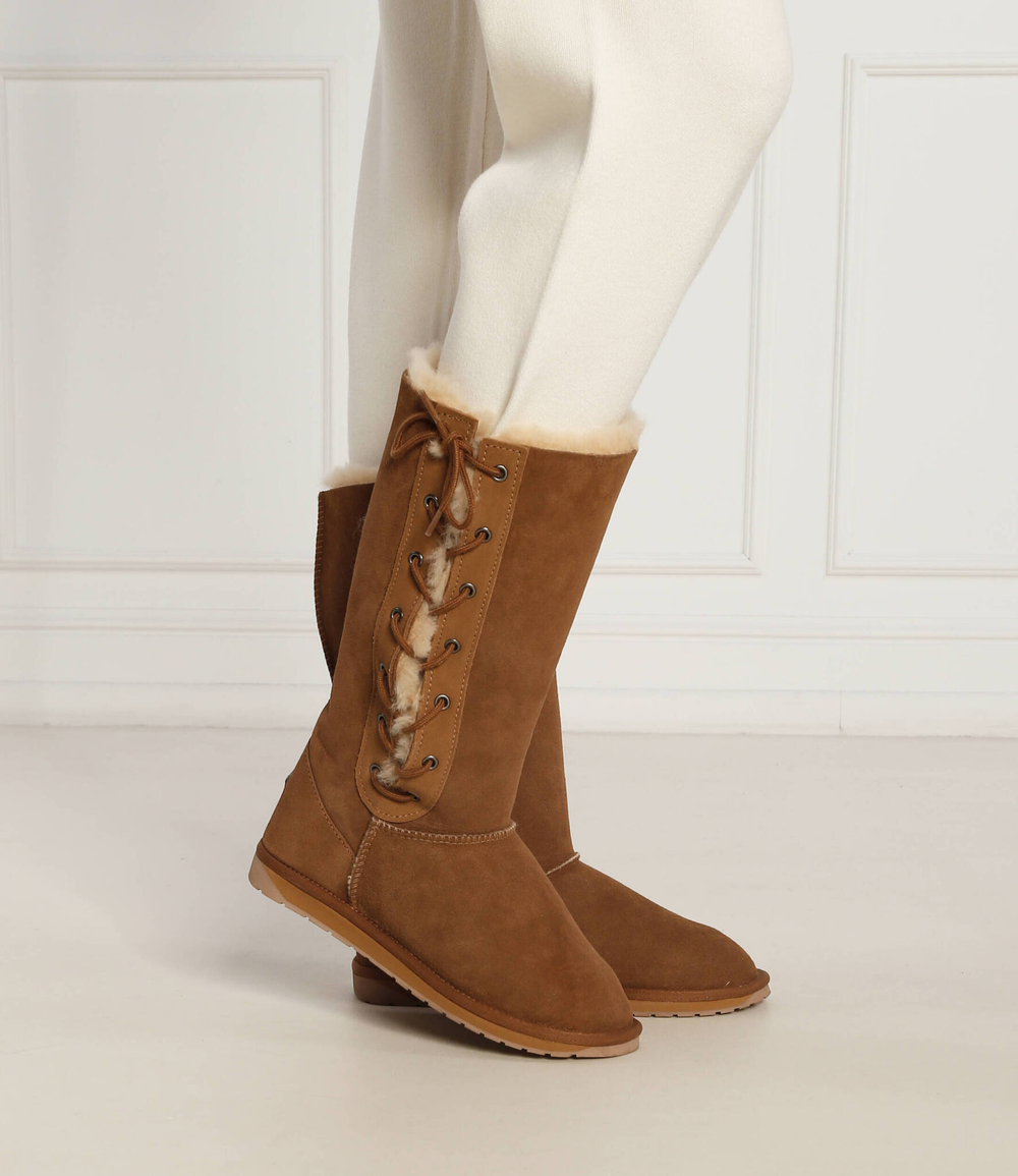 Кожаные угги platinum hi lace EMU Australia - коричневый(WP11872)