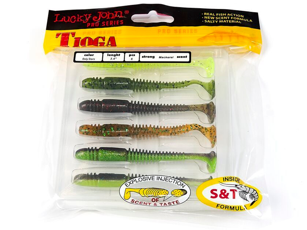 Виброхвост съедобный Lucky John Tioga 3.4" (86мм), 6шт/уп