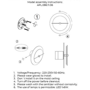 Бра 6W 3000K APL.086.11.06 черный/дымчатый Pola Aployt