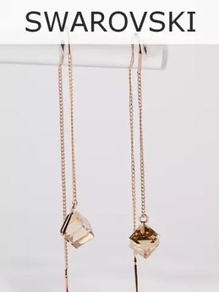 Серьги-протяжки Миражи с кристаллами Swarovski шампань
