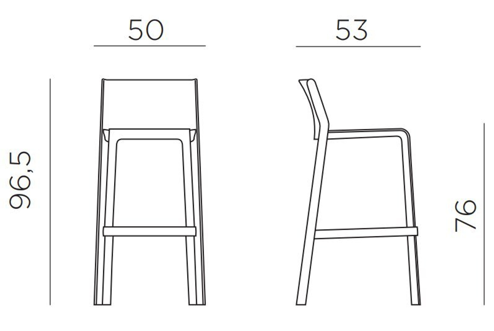 Стул пластиковый барный Nardi Trill Stool, тортора