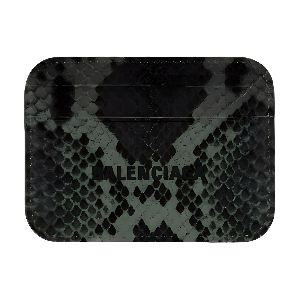 Balenciaga Cow Leather Card Holder Women"s Dark Green