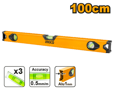 Строительный алюминиевый уровень 100 см INGCO HSL18100