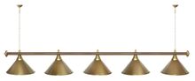 Лампа STARTBILLIARDS 5 пл. (плафоны зеленые,штанга золотая,фурнитура золото)