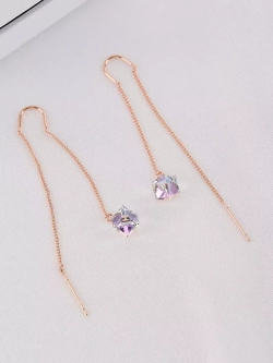 Серьги-протяжки Миражи с сиреневыми кубиками Swarovski