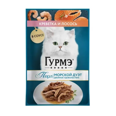 Креветка/лосось, 75г влажный корм для кошек Гурмэ Перл