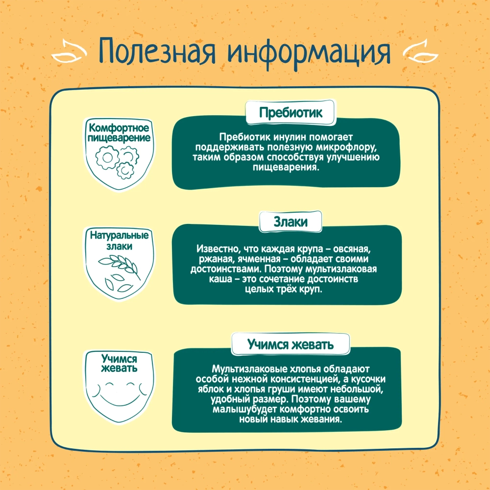 Каша безмолочная ФрутоНяня мультизлаковая с кусочками яблоко-груша 200г с 12 месяцев