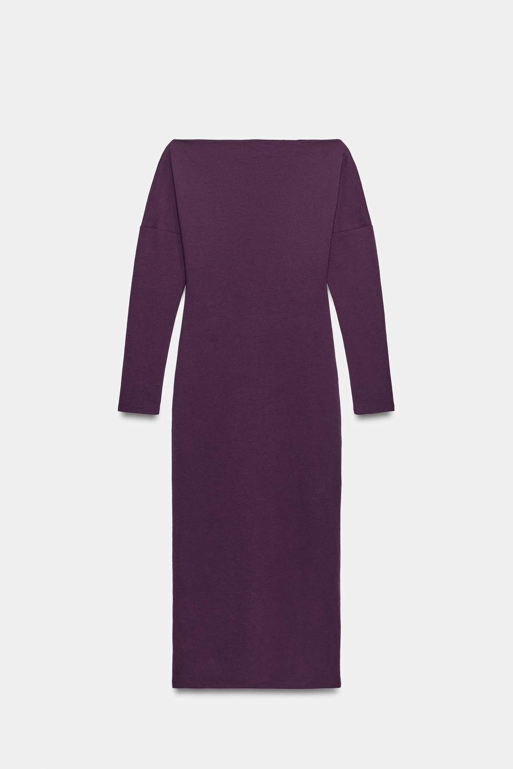 ZARA ПЛАТЬЕ МИДИ С АСИММЕТРИЧНЫМ ВЫРЕЗОМ, ЛИЛОВЫЙ