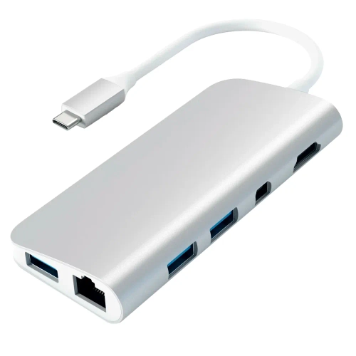 USB-концентратор Satechi Aluminum Type-C Multimedia Adapter, 4 разъема, Silver (Серебристый)