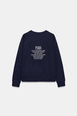 ZARA ТОЛСТОВКА С НАДПИСЬЮ, МОРСКОЙ ТЕМНО-СИНИЙ
