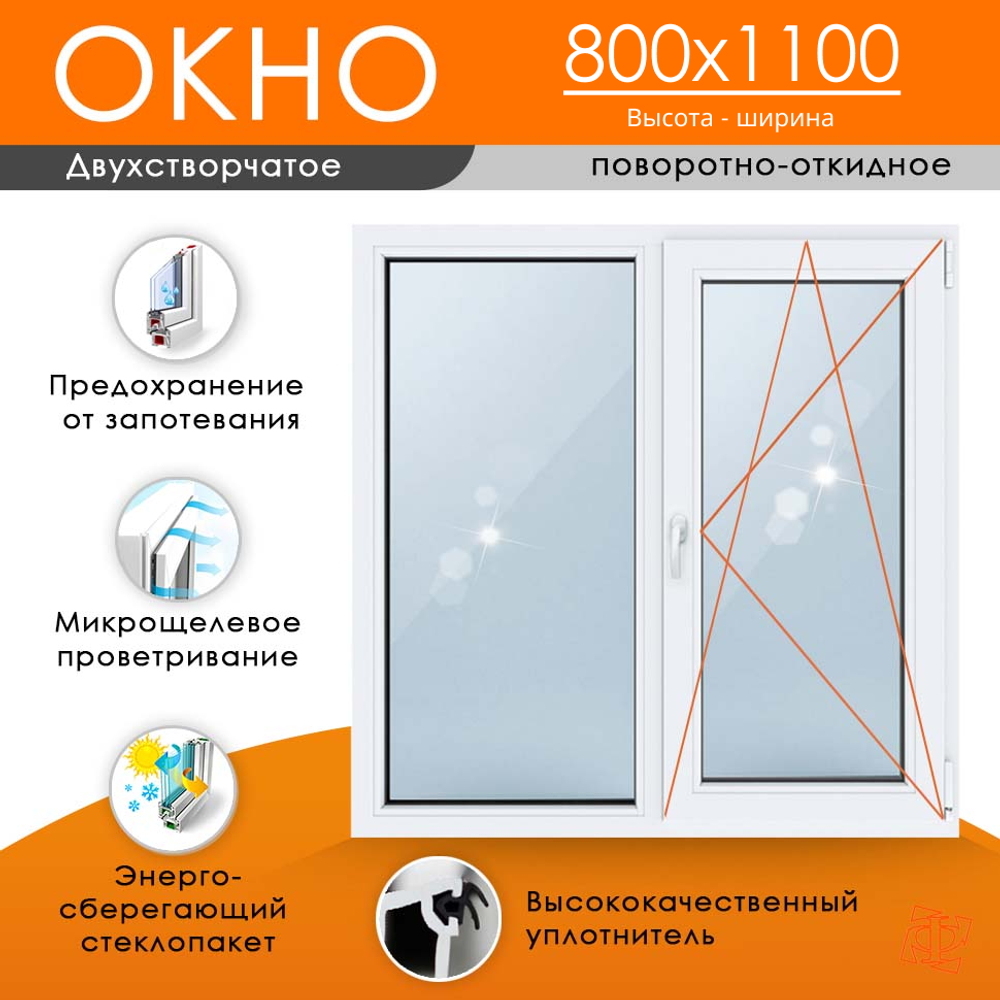 Пластиковое окно 800 х 1100 ТермА Эко + Москитная сетка