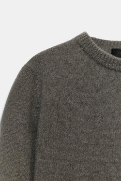 ZARA ОДНОТОННЫЙ СВИТЕР ИЗ КАШЕМИРА И ШЕРСТИ, ЦЕМЕНТЫЙ