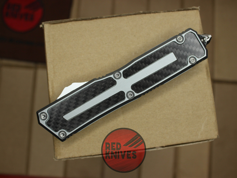Нож Microtech Scarab 2 Standard S/E - стоунвош клинок, серая рукоять + карбон