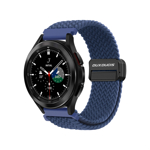 Эластичный ремешок синего цвета (Storm Blue) от Dux Ducis для смарт часов Samsung Galaxy Watch 45 и 46мм (размер крепления 22мм), серия Strap (Mixture Pro Series)
