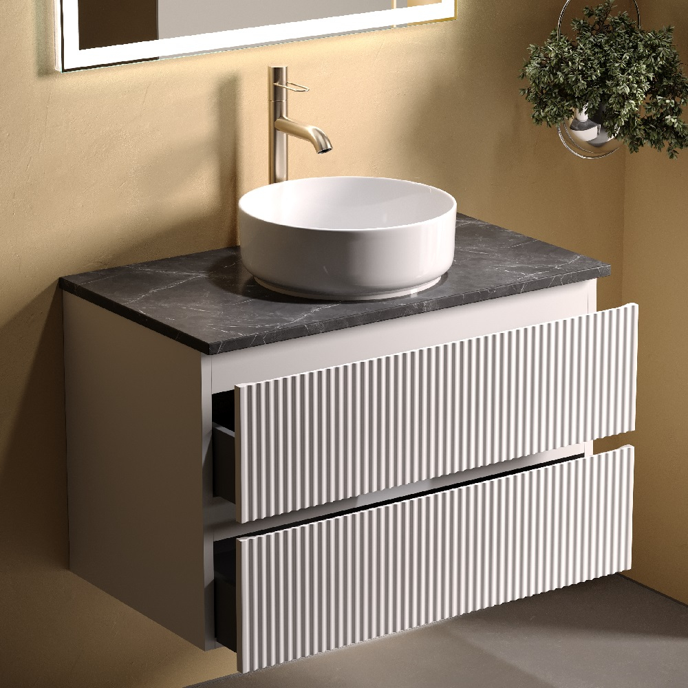 Тумба подвесная Sancos Snob R, Bianco 790х445х500, под столешницу с отверстием под смеситель, цвет Black Sky, арт. SNR80W