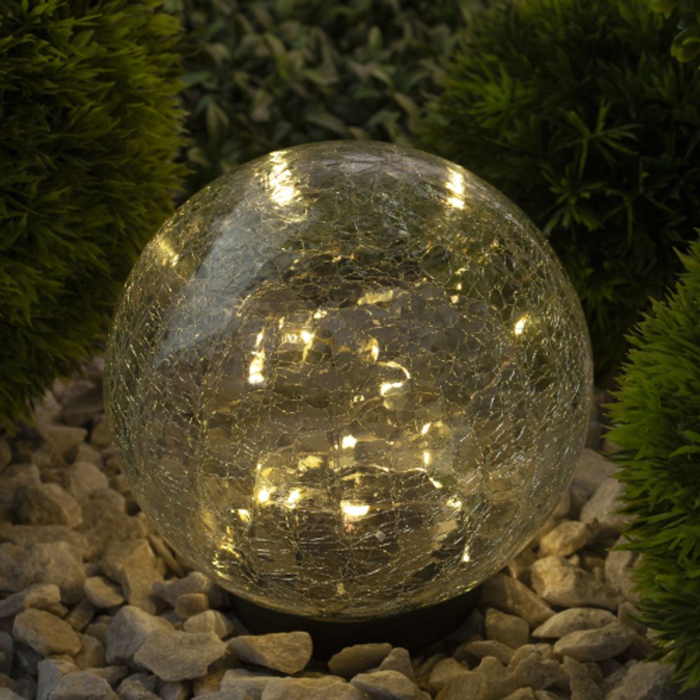 Светильник уличный ЭРА ERASF012-24 Шар на солнечной батарее 15 LED 15 cм | Садовые декоративные светильники