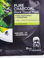 Маска Pure Charcoal с водорослями, гиалуроновой кислотой, LHA, сужает поры и увлажняет, 28 г