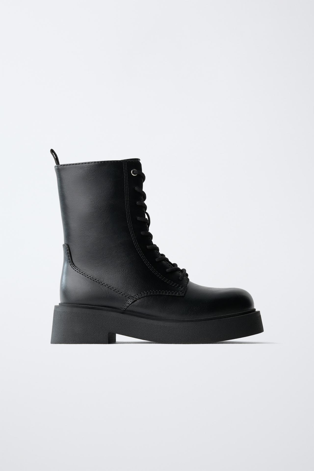 ZARA БОТИНКИ СО ШНУРОВКОЙ, ЧЕРНЫЙ